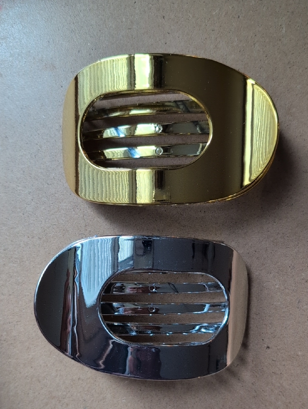 Classic Oval Flat Hair Clips Set - Gold and Silver
